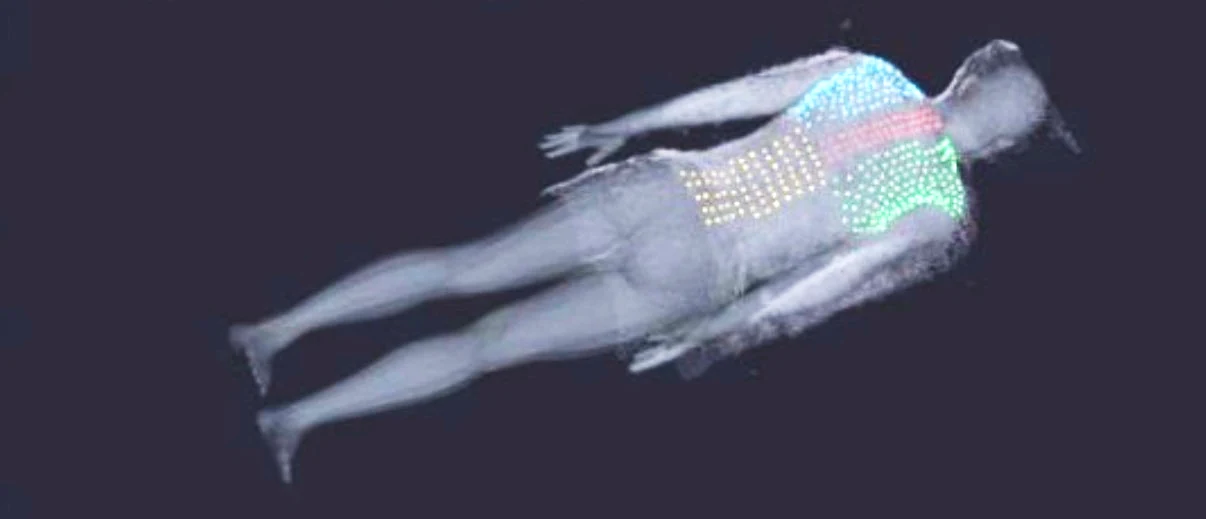 Visual representation of mapped body positions used in sensing research
